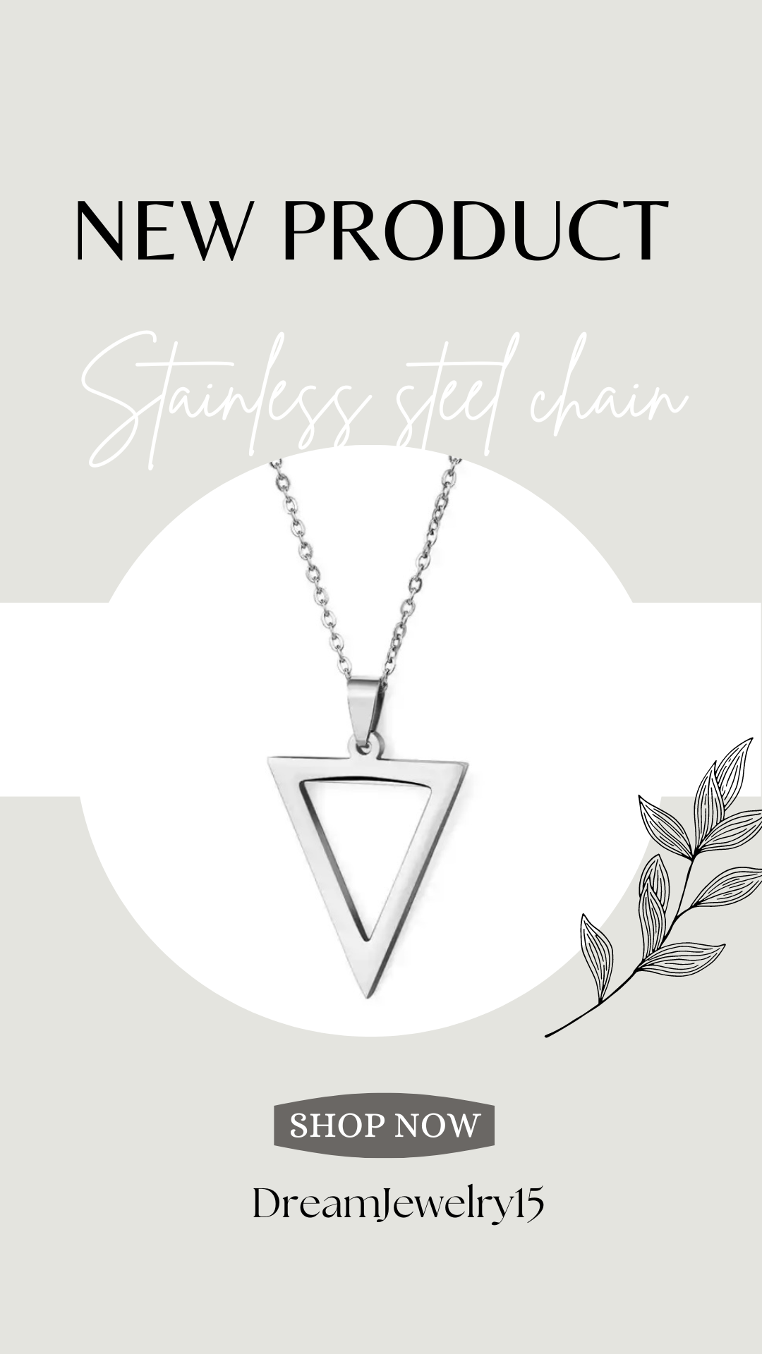 Stainless steel geometry interlocking triangle pendant_0