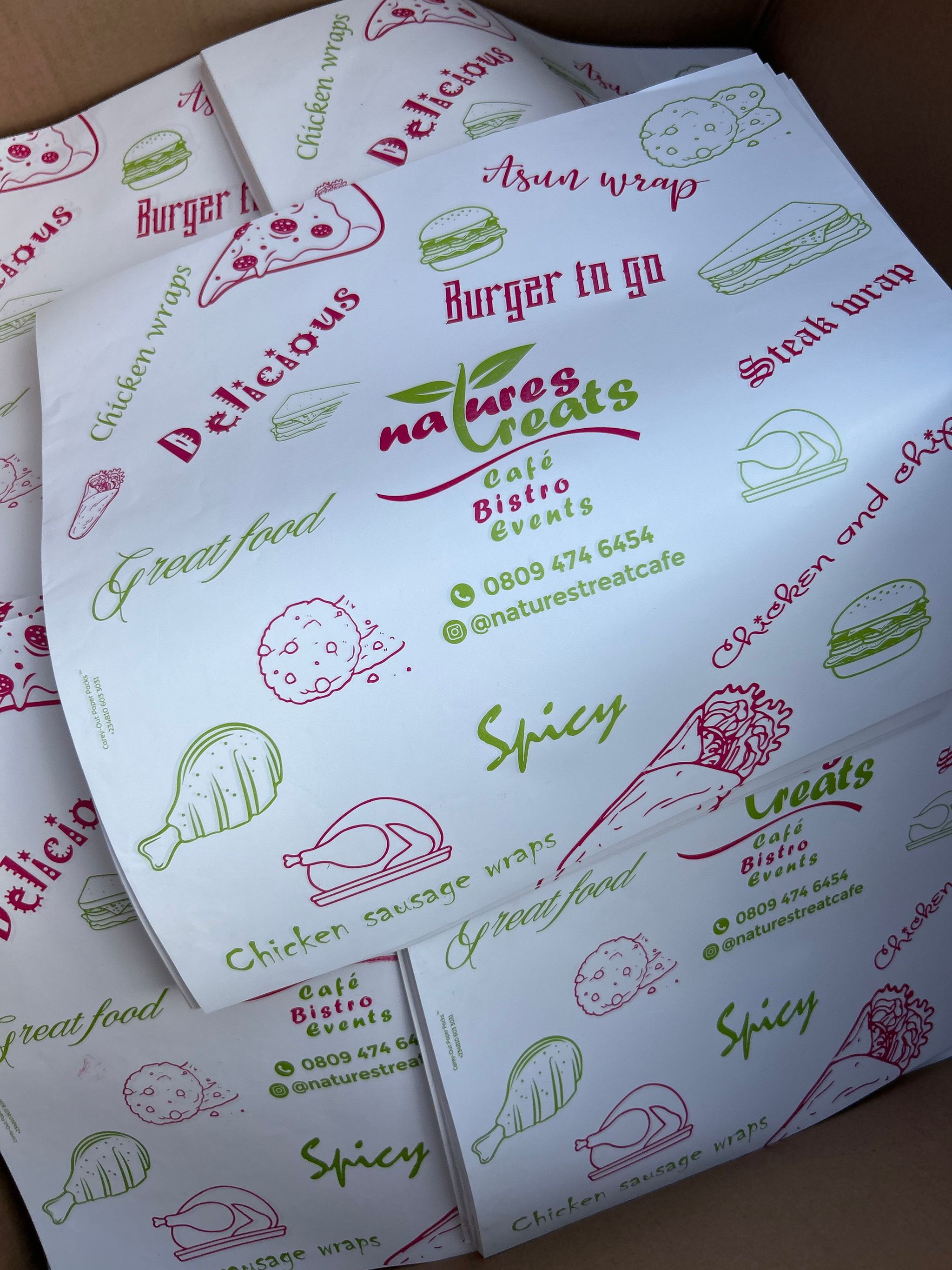 BRANDED FOOD WRAPPING PAPERS - MINIMUM ORDER OF 1000 SHEETS _11