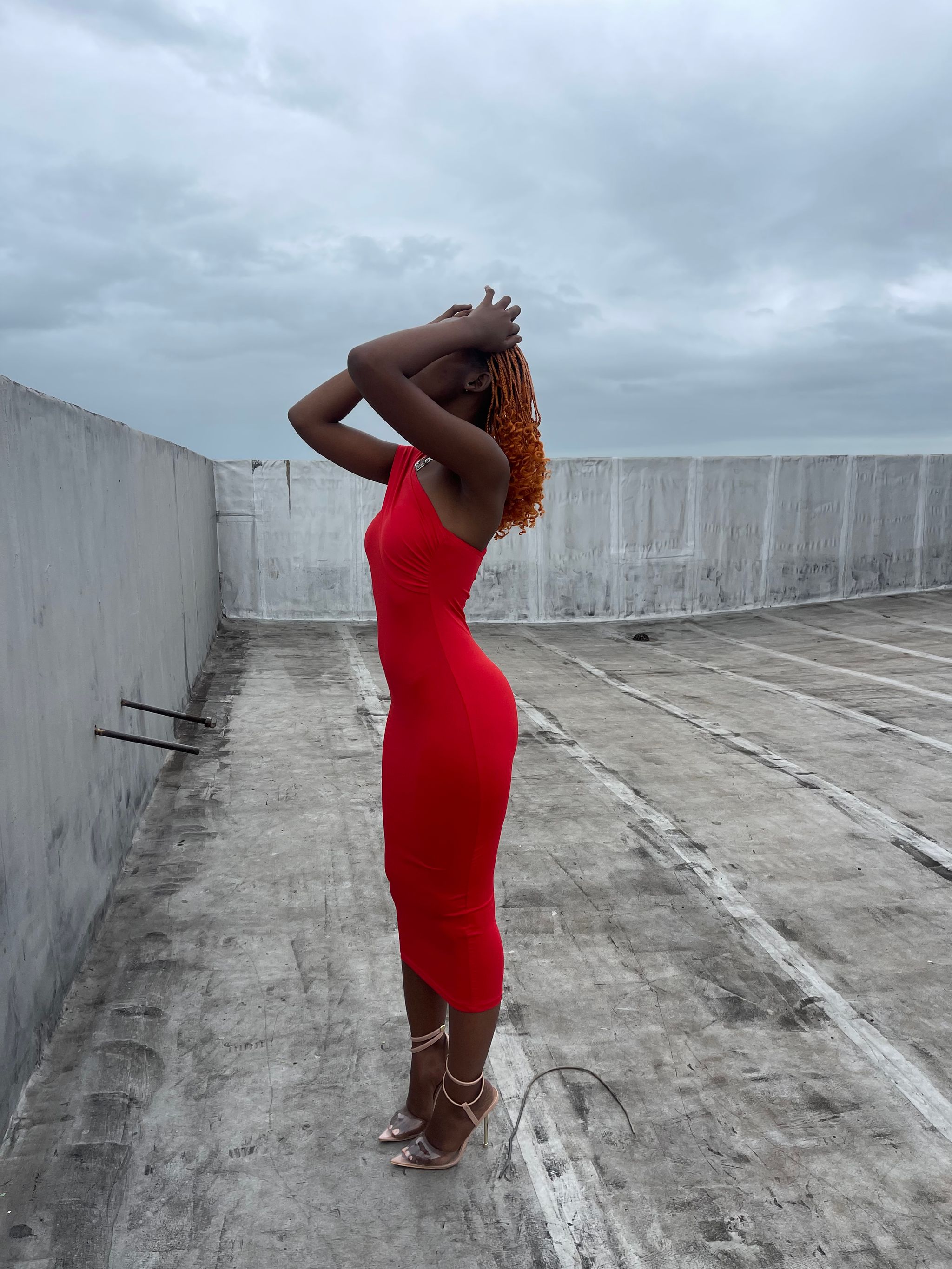 Red one arm bodycon_3