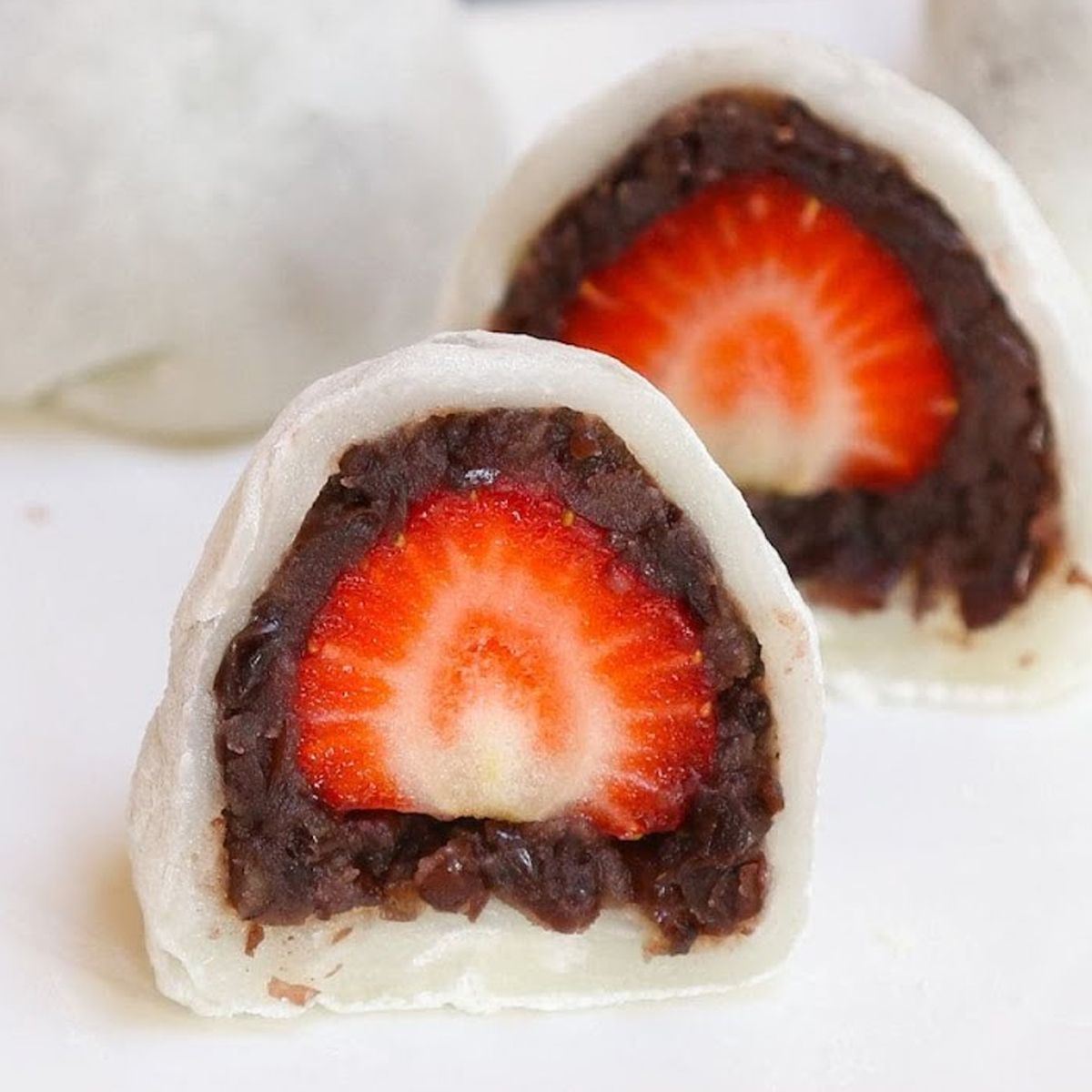 Strawberry and sweet red bean mochi (ichigo daifuku) _0