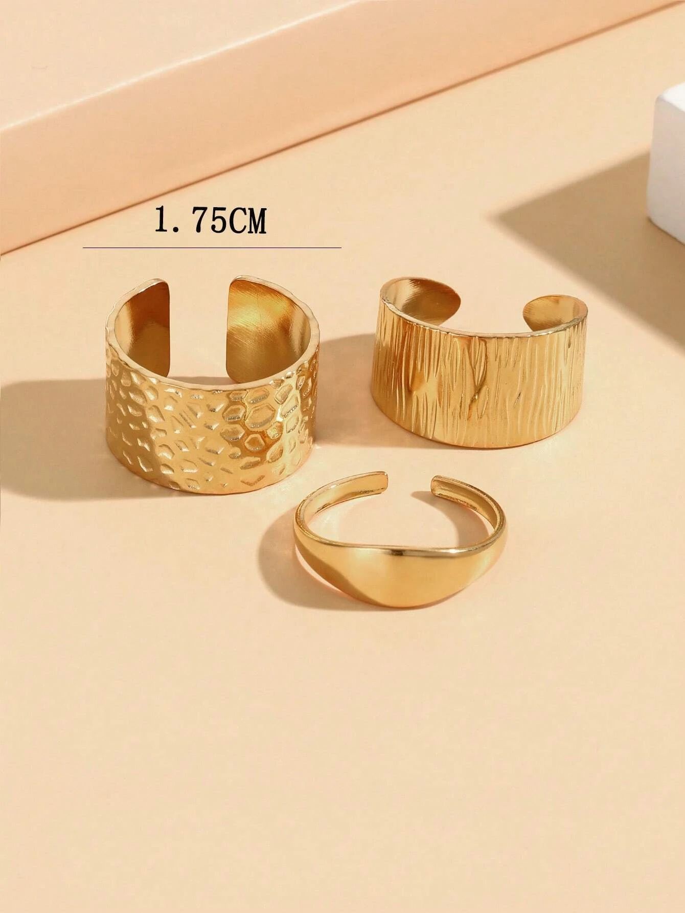 3pcs Textured Cuff Ring_1