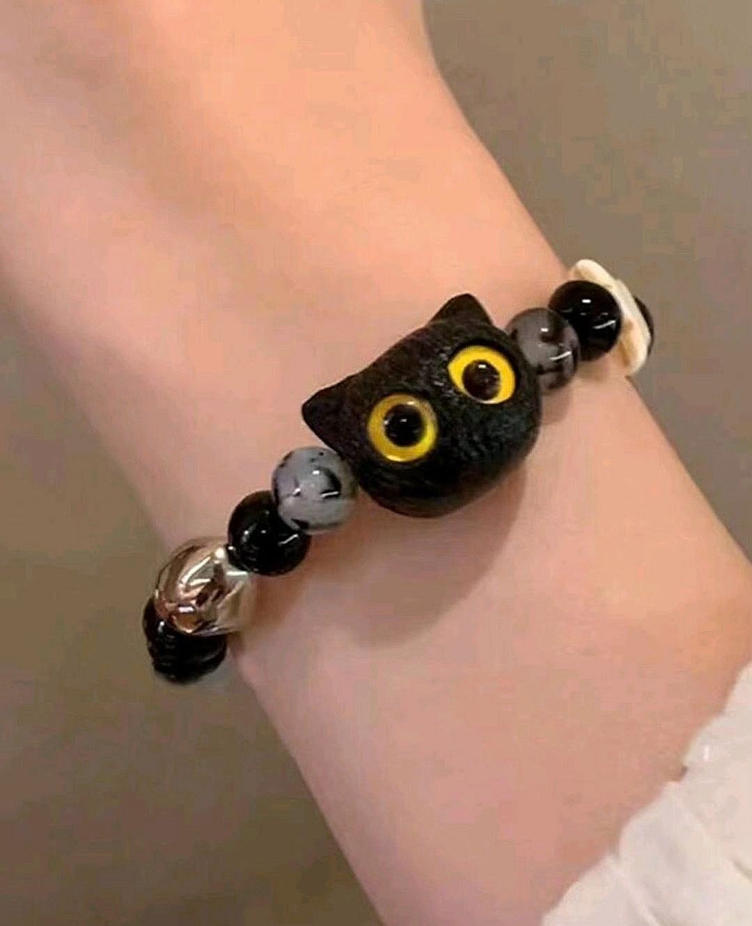 Cute Cat Kitty Bracelet Black cat eyes charm bracelet_0