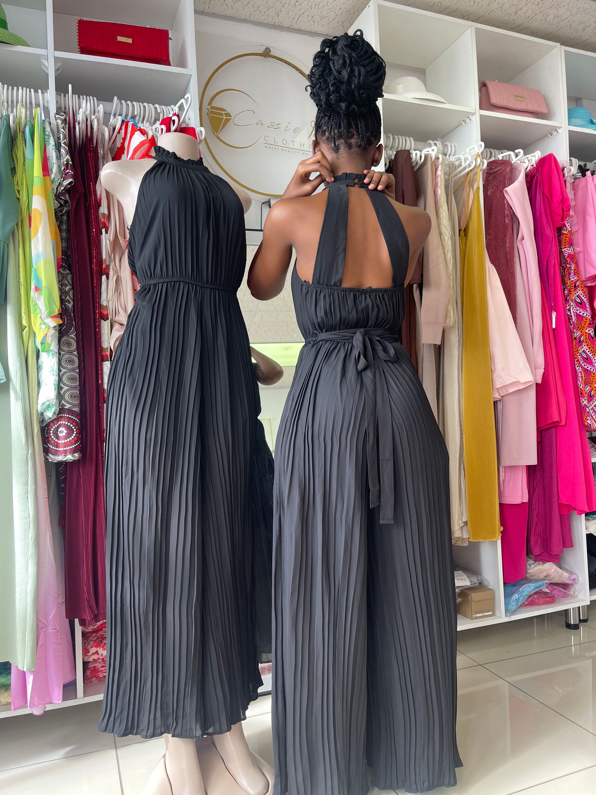 Flare pleated jumpsuit _1