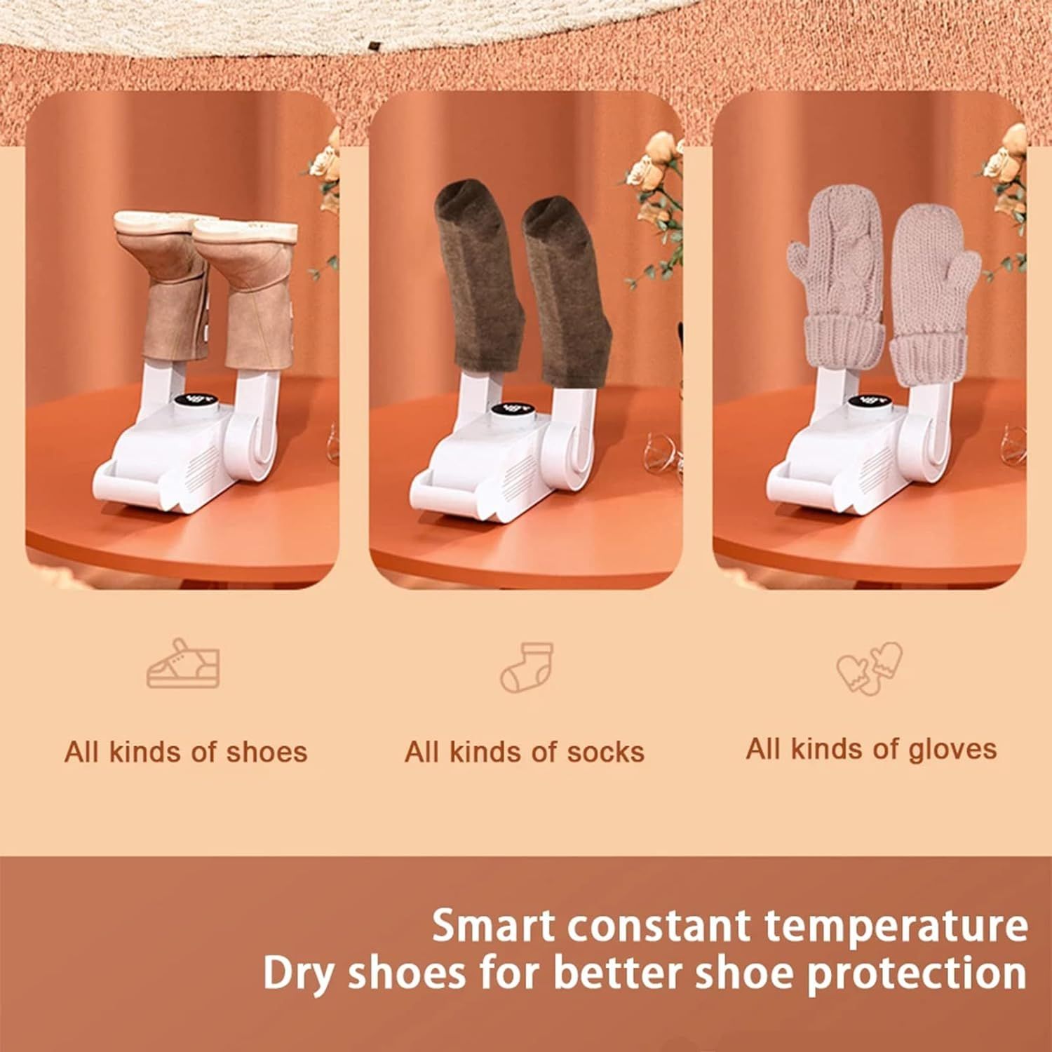 DAPERCI Sèche-Bottes Chauffe-Pieds électrique avec minuterie Chauffe-Chaussures Pliantes Portables Chauffe-Chaussures réglable Bottes Chaussures Chaussettes..._1