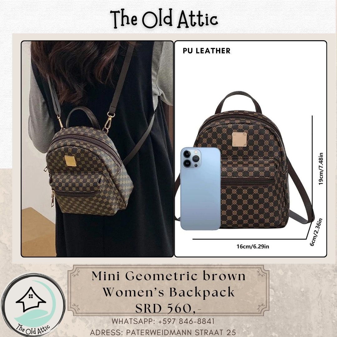 Mini geometric brown women’s backpack _0