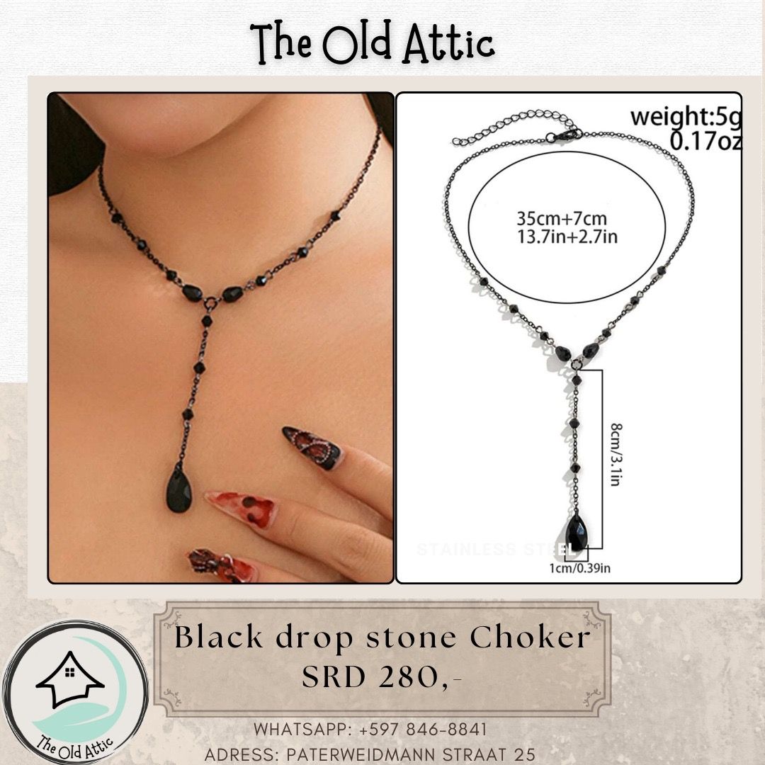 Black drop stone choker _0