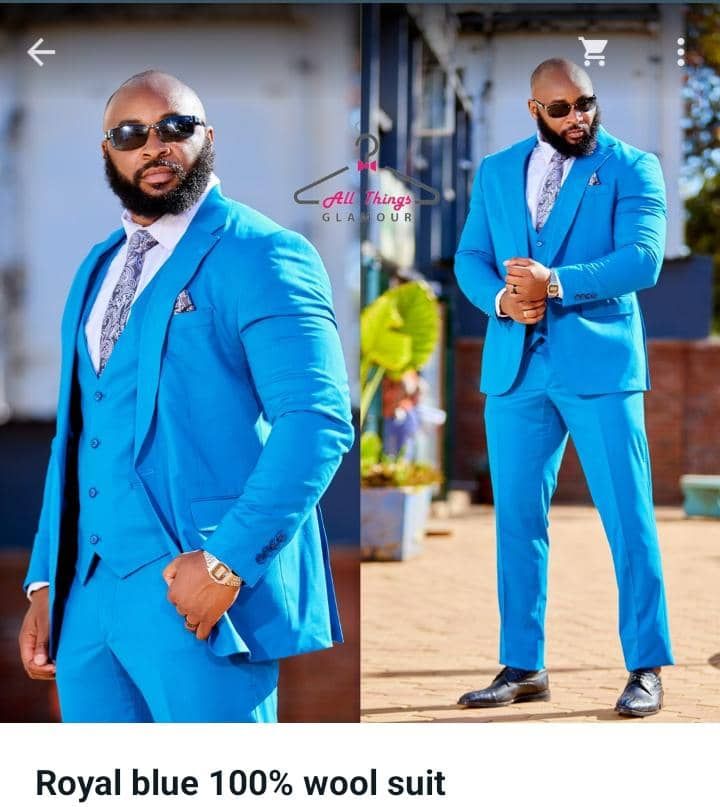Royal blue 100% wool suit_0