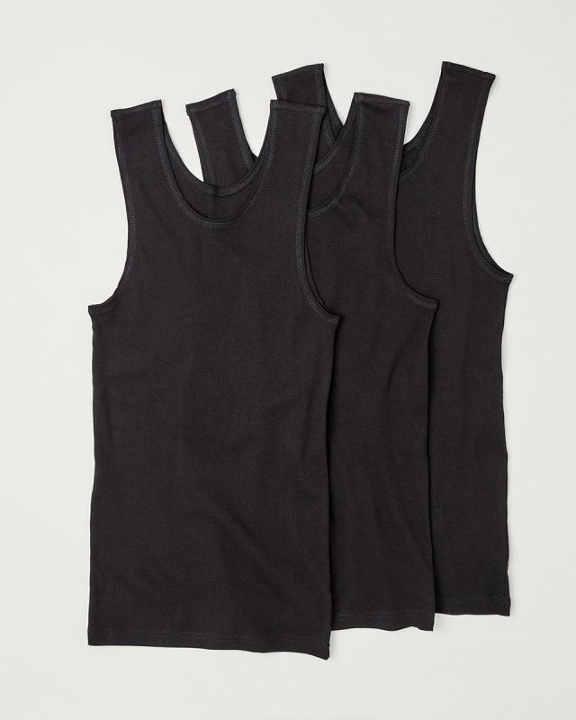 Anko | 3 Pack Singlets | Black - NEW_1