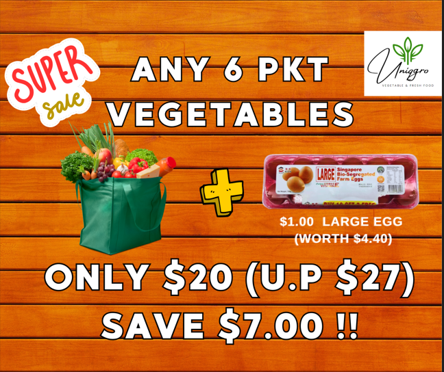 Select ANY 6 Fresh Vegetables + $1.00 Eggs (Worth $4.40) (Incld) only $20 (Worth $27)_0