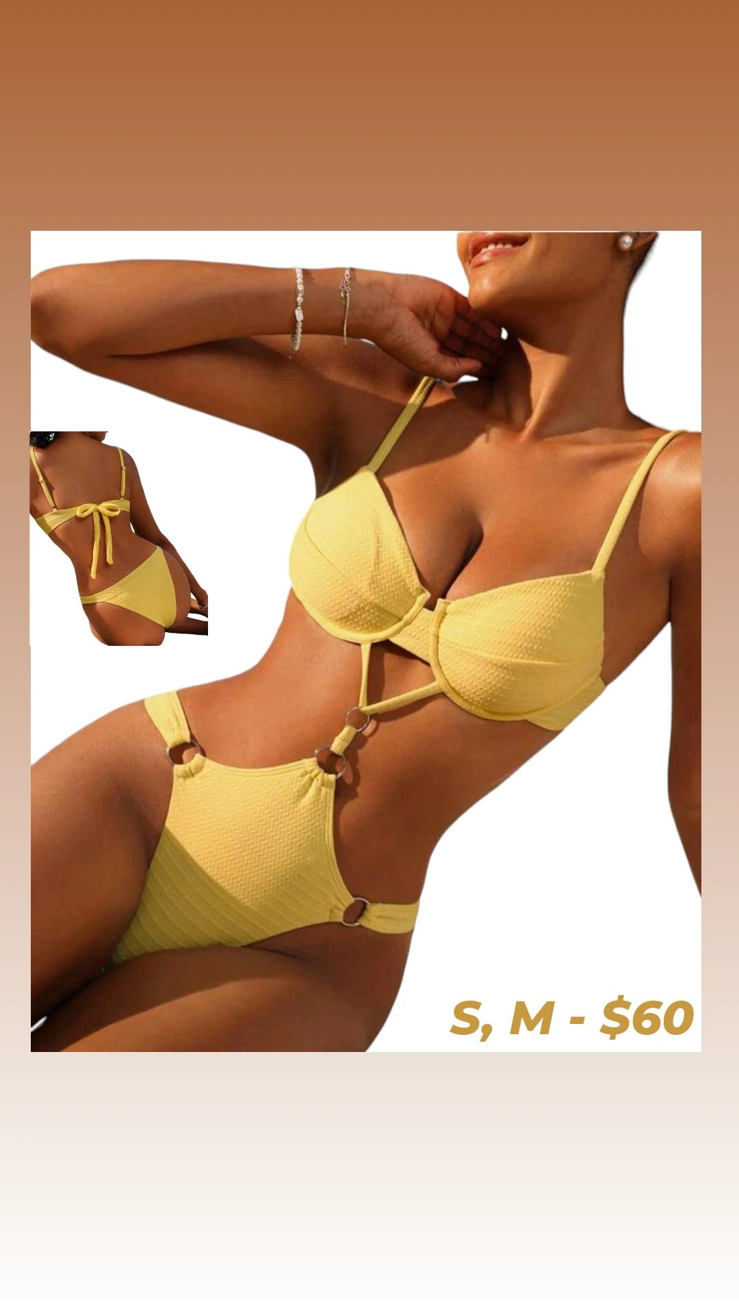 Yellow Sexy One Piece Swinsuit_0