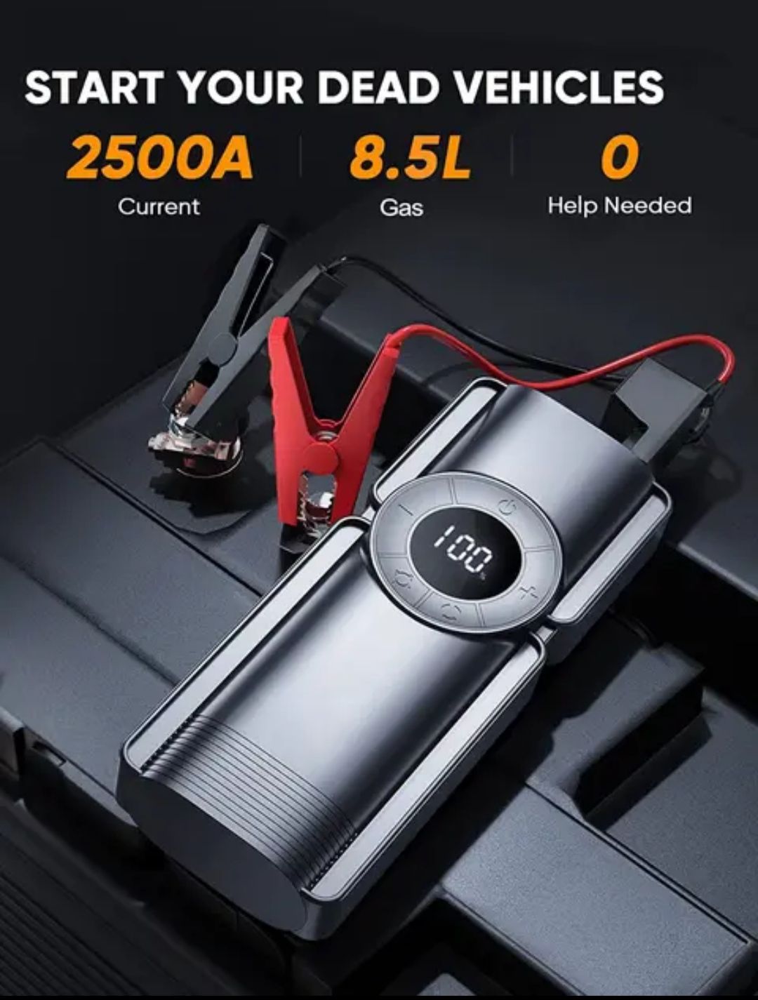 Portable 20000 mAh Super Capacitor Jumpstarter with Air Compressor_3