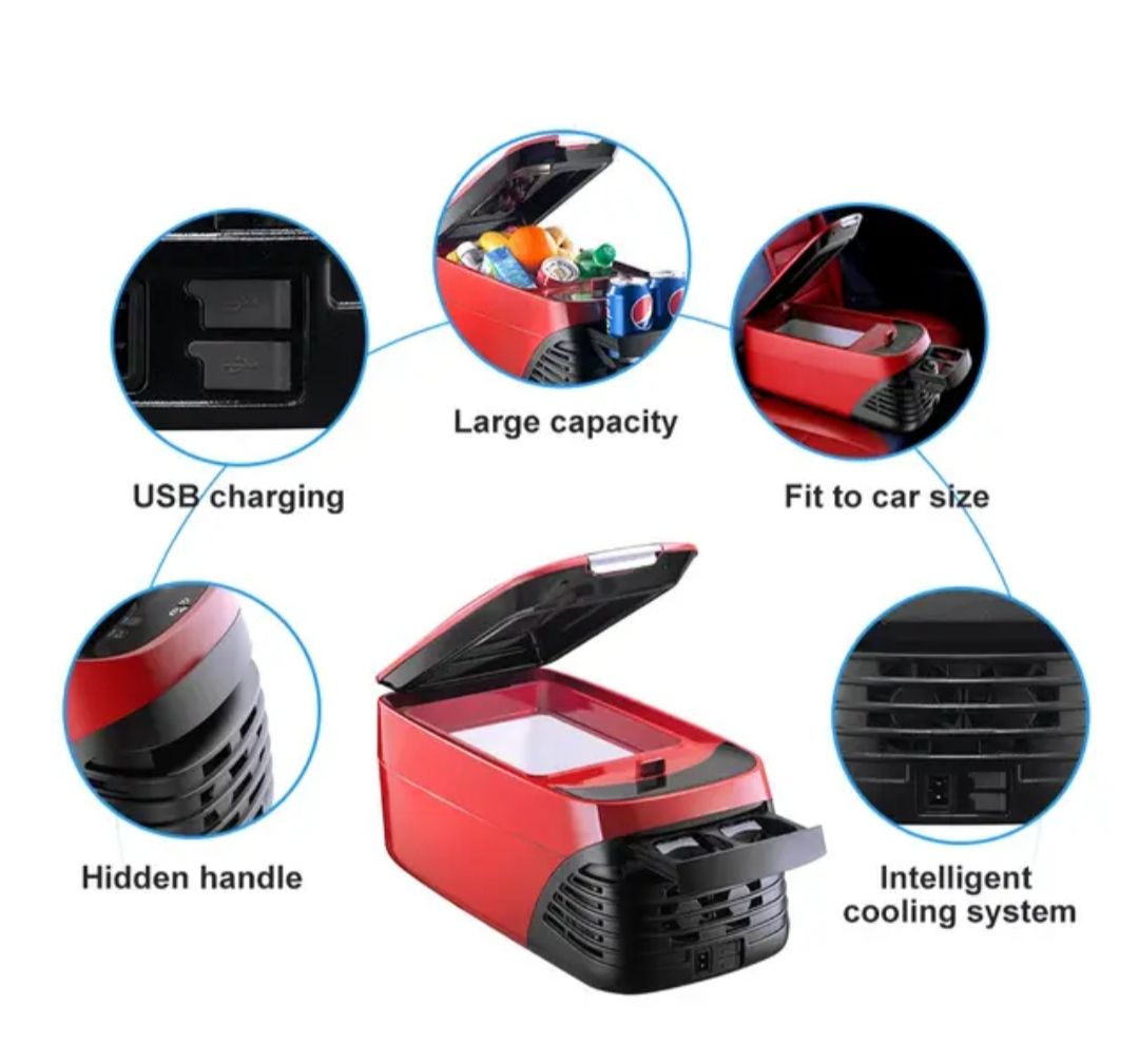 Portable DC 12V 24V mini car refrigerator 8L_5