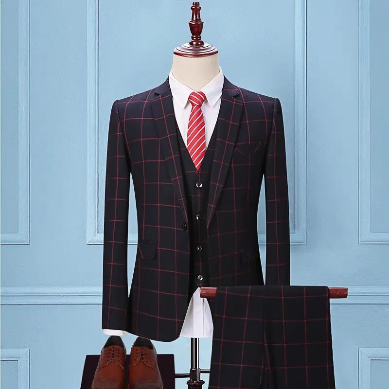 Plaid Black Red Tailored Fit   _0