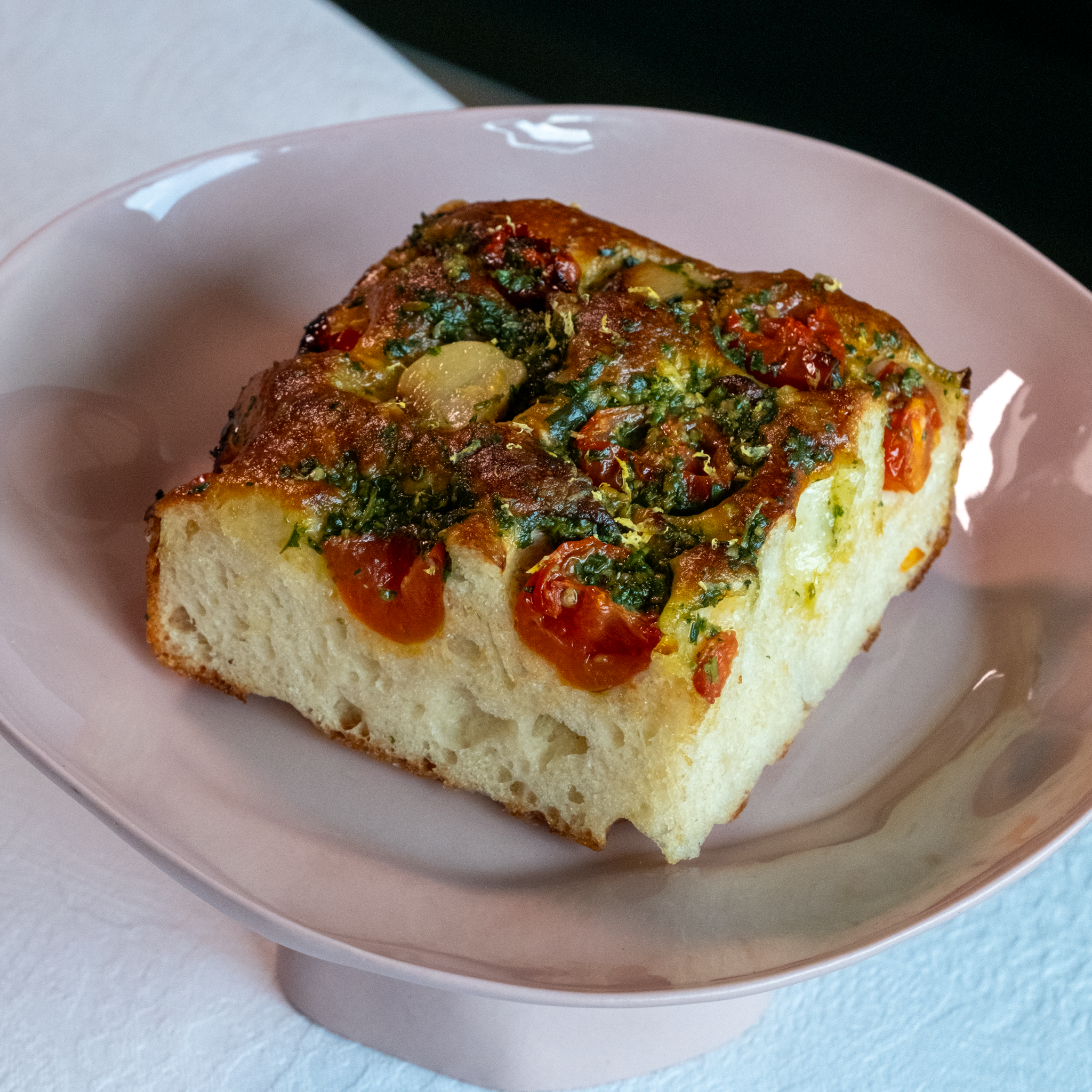 Tomato, Garlic Confit, Basil Pesto Focaccia_1