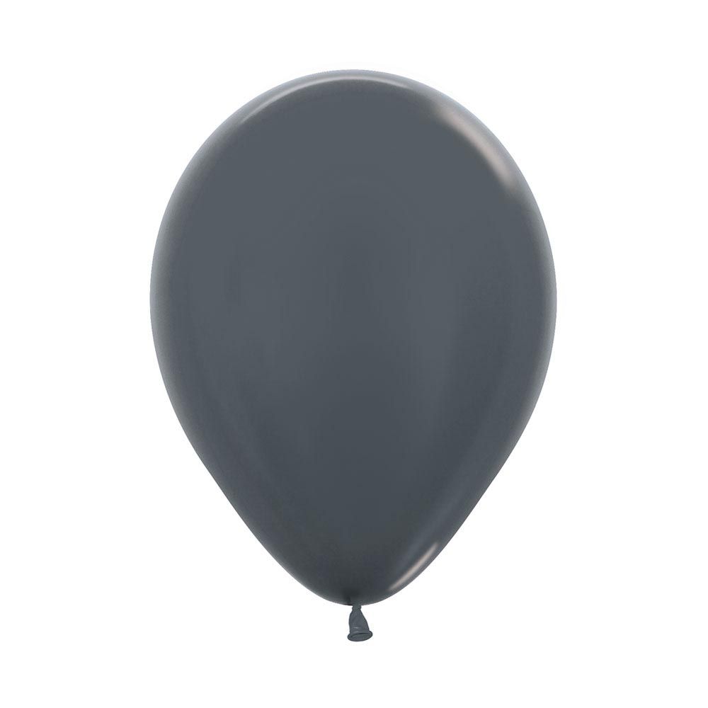 12in, Metallic Pearl Graphite Silver Latex Balloon_0