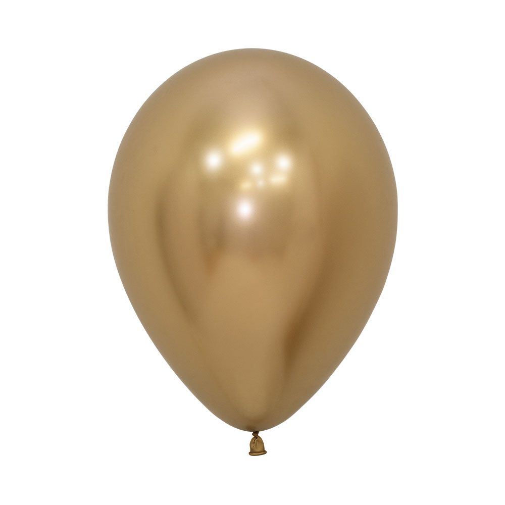 12in, Chrome Reflex Gold Latex Balloon_0