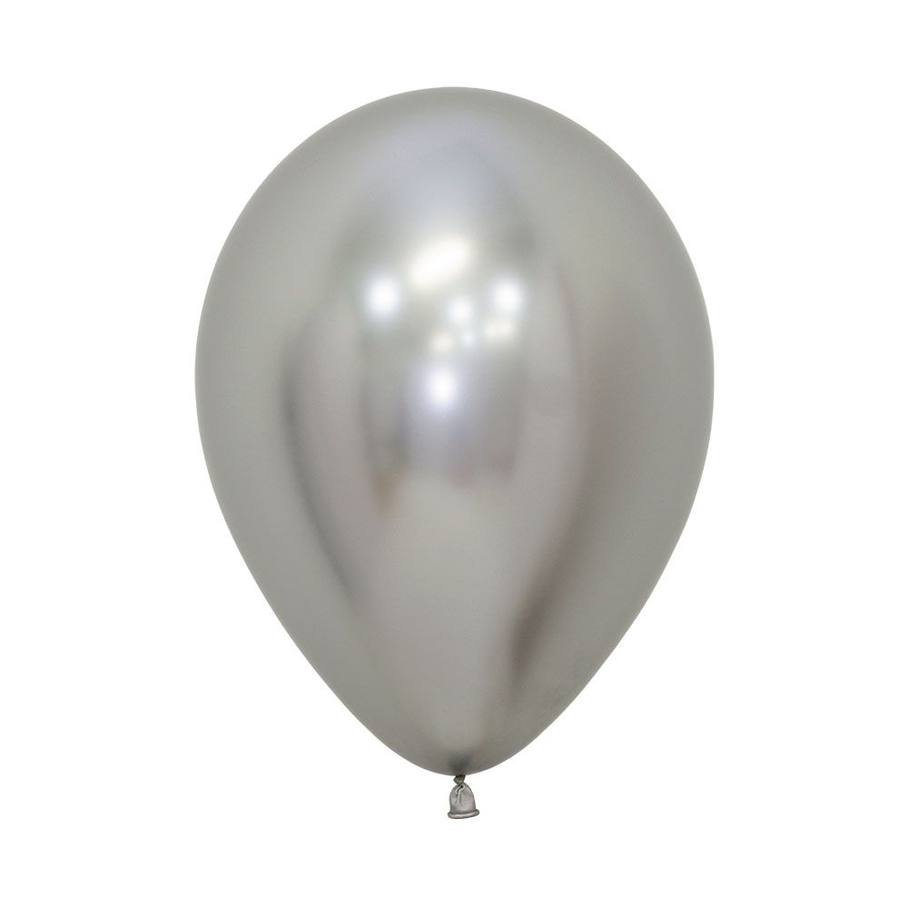 12in, Chrome Reflex Silver Latex Balloon_0