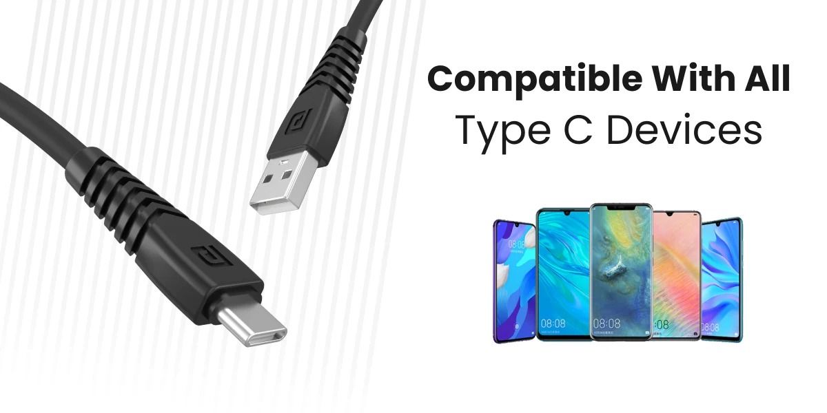 Portronics Konnect Core Type C 1 meter Cable - Assorted Color_2