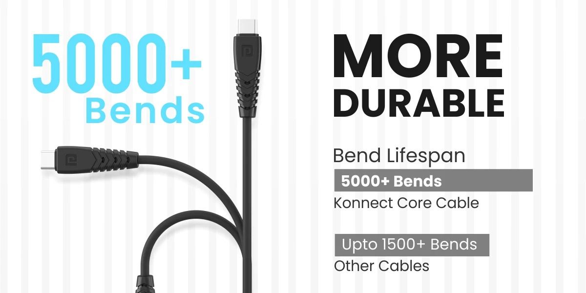 Portronics Konnect Core Type C 1 meter Cable - Assorted Color_1