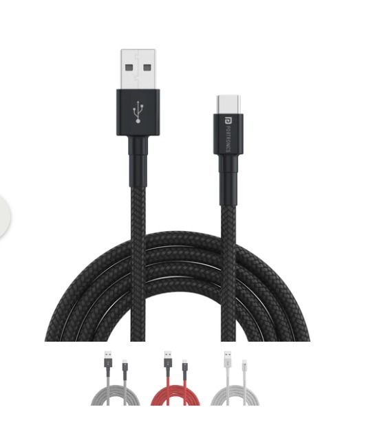 Portronics Konnect B 1meter Type C Cable (Nylon Braided) with 3.0A Output, Fast Data Sync, Tangle Resistant (Assorted Color)_0