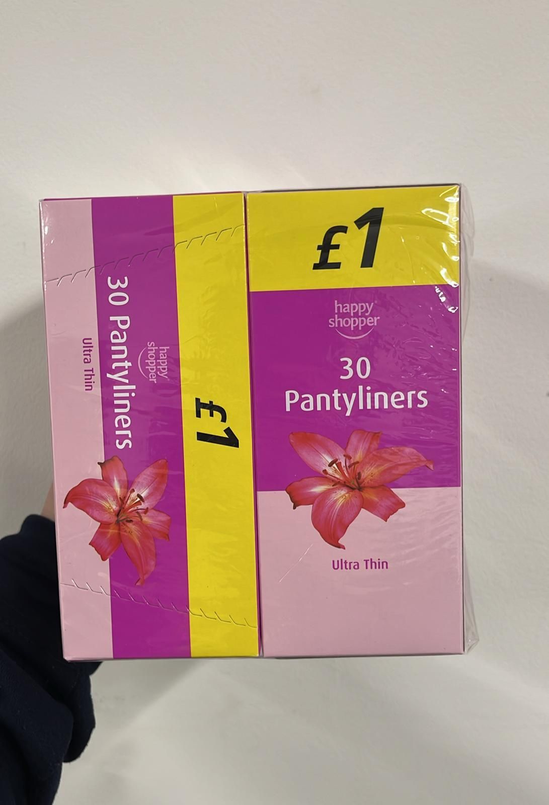 Happy shopper Panty liners ultra thin price marked £1 30pk _0