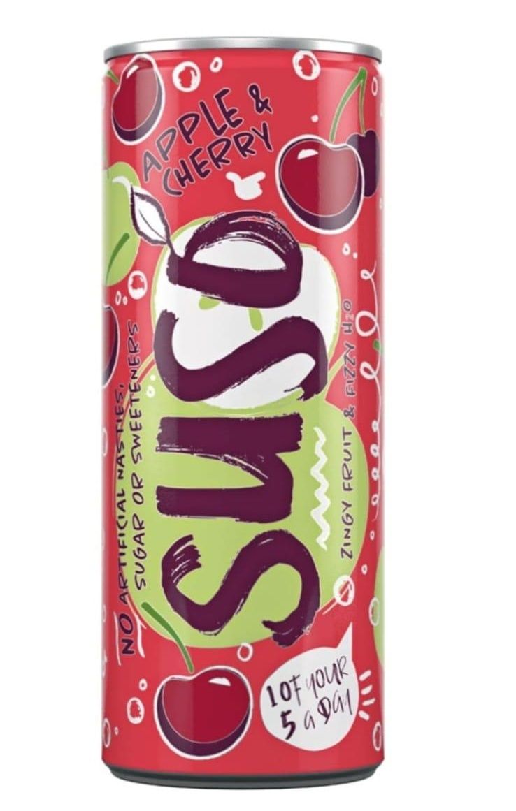 Suso Apple & Cherry Sparkling Drink 250ml can  Bb 31/5/24_0