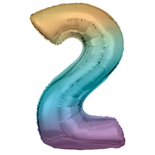 Number 2 Pastel Rainbow Amscan SuperShape Foil Balloons_0