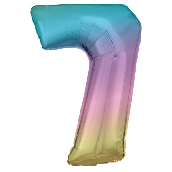 Number 7 Pastel Rainbow Amscan SuperShape Foil Balloons_0