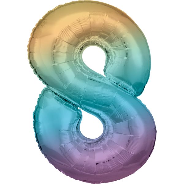 Number 8 Pastel Rainbow Amscan SuperShape Foil Balloons_0