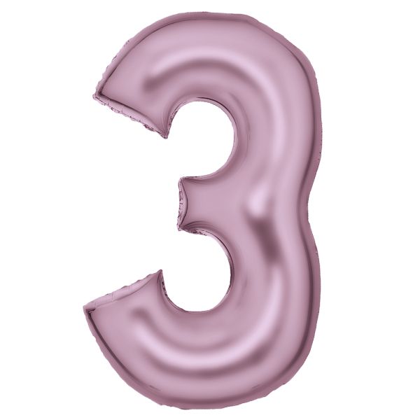 Number 3 Silk Pastel Pink Amscan SuperShape Foil Balloons_0