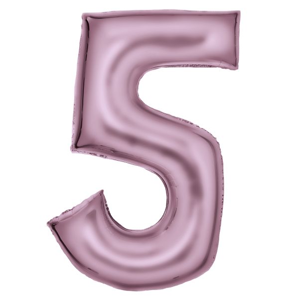 Number 5 Silk Pastel Pink Amscan SuperShape Foil Balloons_0