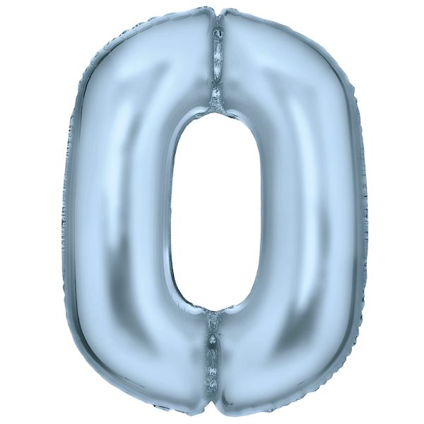 Number 0 Silk Pastel Blue Amscan SuperShape Foil Balloons_0