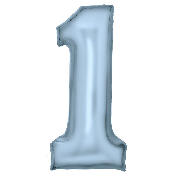 Number 1 Silk Pastel Blue Amscan SuperShape Foil Balloons_0