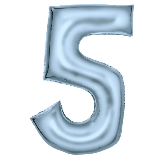 Number 5 Silk Pastel Blue Amscan SuperShape Foil Balloons_0