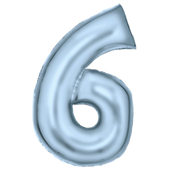 Number 6 Silk Pastel Blue Amscan SuperShape Foil Balloons_0