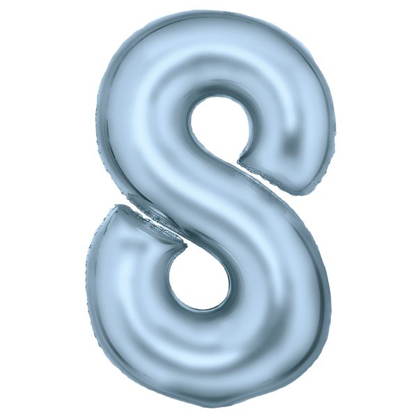 Number 8 Silk Pastel Blue Amscan SuperShape Foil Balloons_0