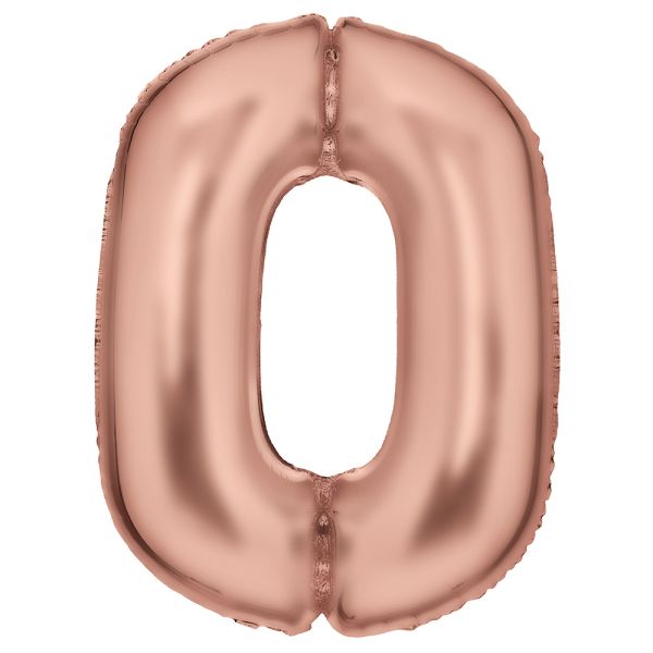 Number 0 Silk Rose Gold Amscan SuperShape Foil Balloons_0