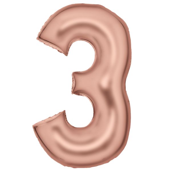 Number 3 Silk Rose Gold Amscan SuperShape Foil Balloons_0