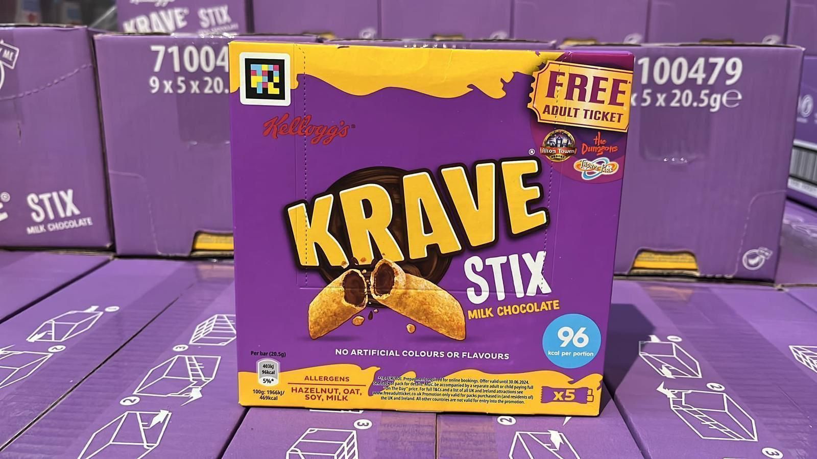 Kellogg’s krave stix milk chocolate 9x5pk  BBE 20/04/24 _0