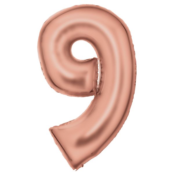 Number 9 Silk Rose Gold Amscan SuperShape Foil Balloons_0