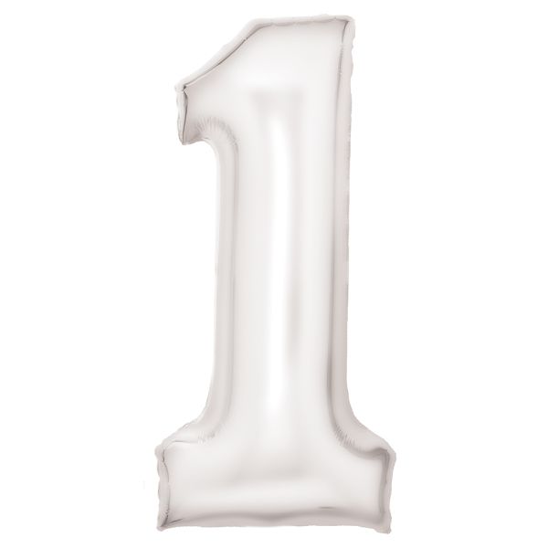 Number 1 Silk White Amscan SuperShape Foil Balloons_0