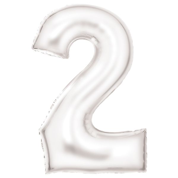 Number 2 Silk White Amscan SuperShape Foil Balloons_0