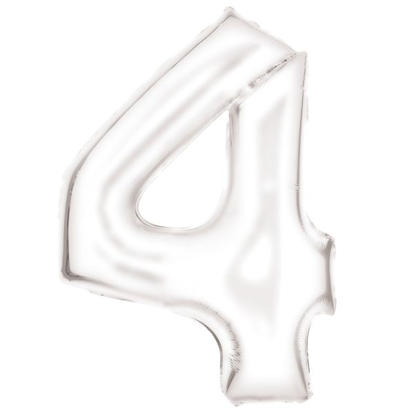 Number 4 Silk White Amscan SuperShape Foil Balloons_0