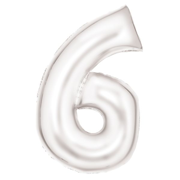 Number 6 Silk White Amscan SuperShape Foil Balloons_0