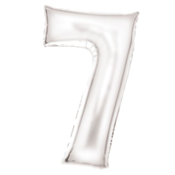 Number 7 Silk White Amscan SuperShape Foil Balloons_0