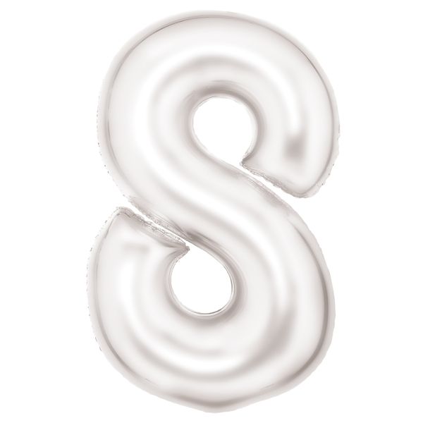 Number 8 Silk White Amscan SuperShape Foil Balloons_0