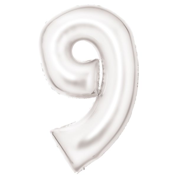 Number 9 Silk White Amscan SuperShape Foil Balloons_0