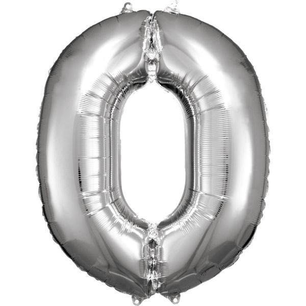 Number 0 Silver Amscan SuperShape Foil Balloons_0