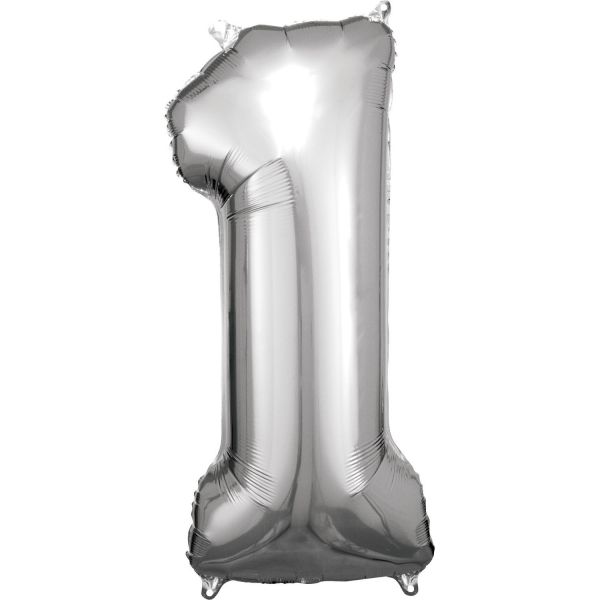 Number 1 Silver Amscan SuperShape Foil Balloons_0