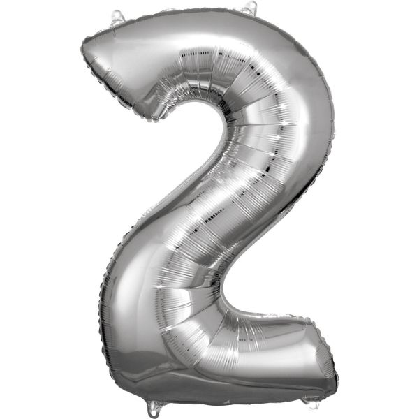 Number 2 Silver Amscan SuperShape Foil Balloons_0